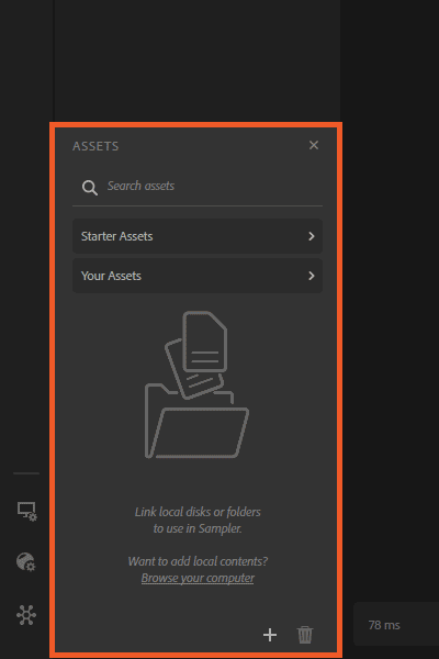 A gif showing the assets panel viewing 3 different folders