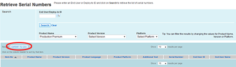 Click Export to CSV