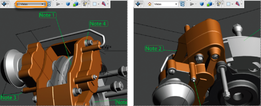 Cuando cambia la vista de un objeto 3D, desaparecen los comentarios asociados a dicho objeto (derecha)