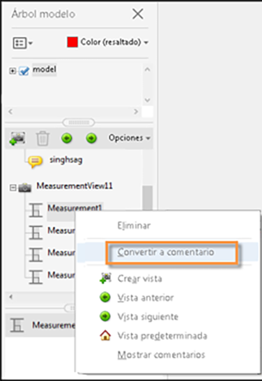 Convertir medición en comentarios