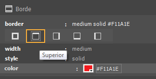 Definición del color de borde de la parte superior