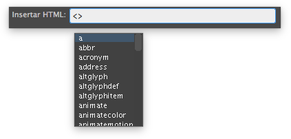 Quick Tag Editor en modo Insertar HTML