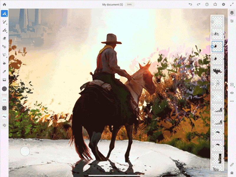Usar el pincel vivo de pintura al óleo para crear un efecto