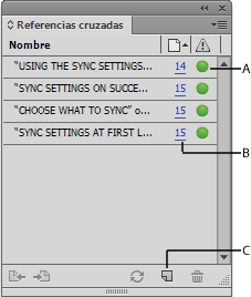 Panel Referencias cruzadas