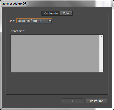Cuadro de diálogo de generación de código QR