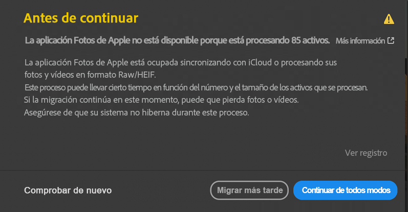 La aplicación Fotos de Apple está ocupada