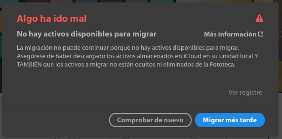 No hay activos disponibles para migrar