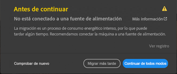 No está conectado a una fuente de alimentación