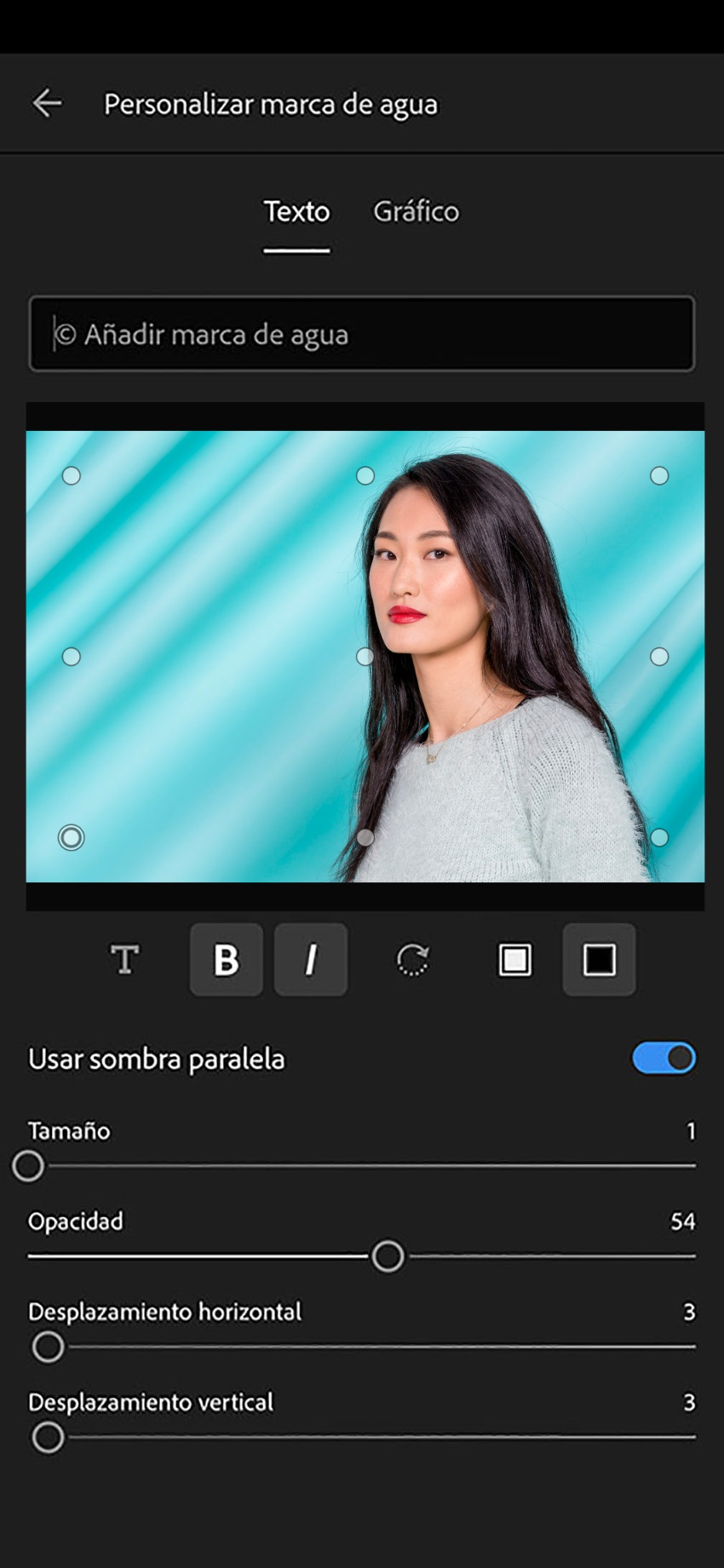 Personalización de la marca de agua de texto
