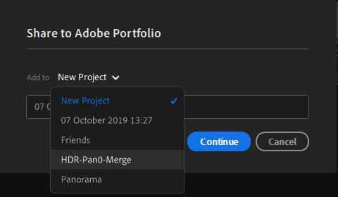 Compartir en álbum existente
