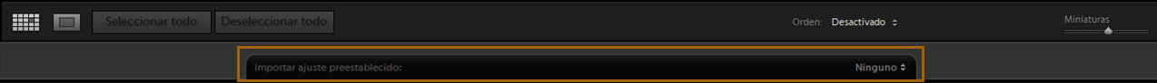 Importar ajuste preestablecido