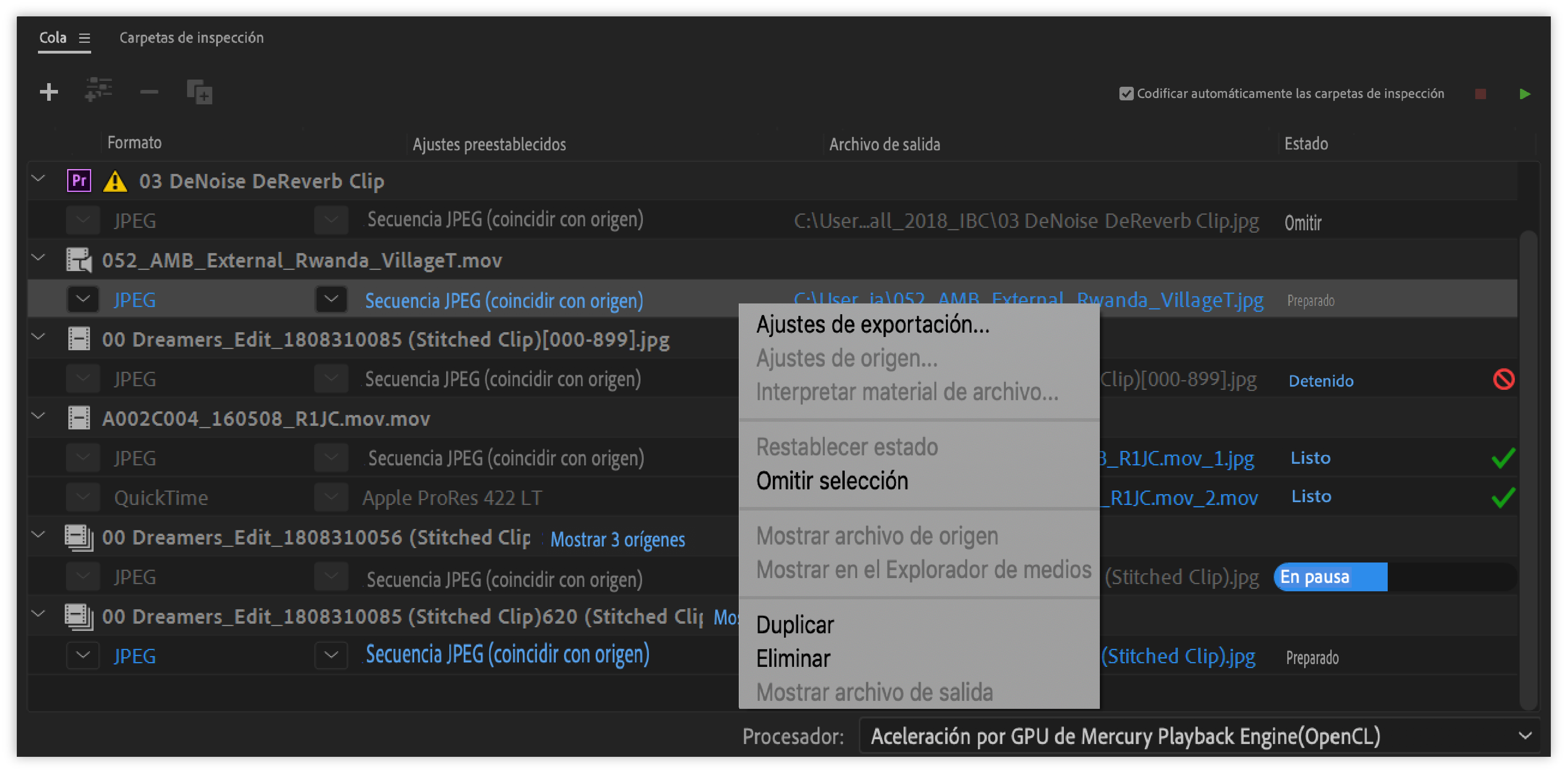 Eliminar, duplicar y omitir los elementos en la cola de codificación
