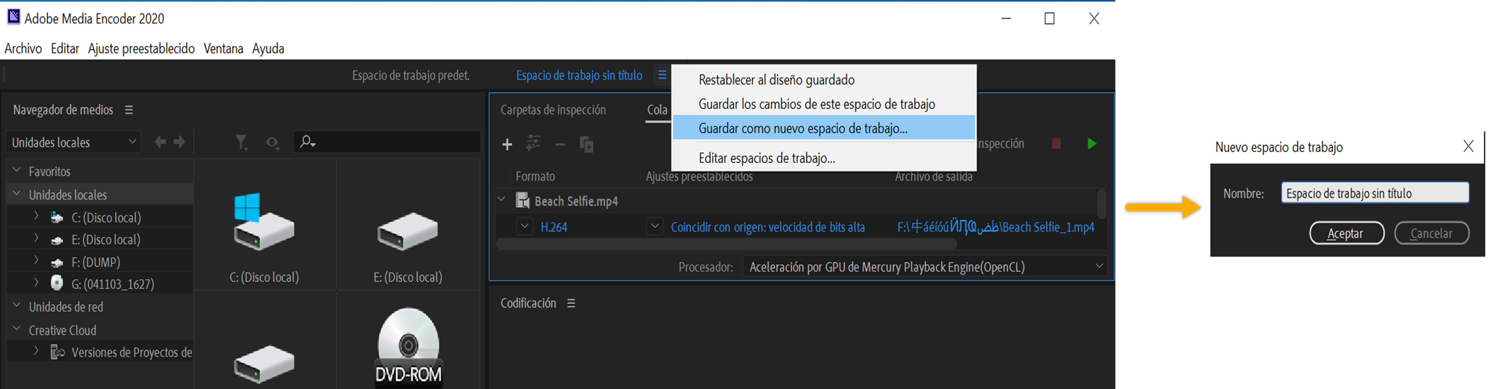 Guardar como nuevo espacio de trabajo