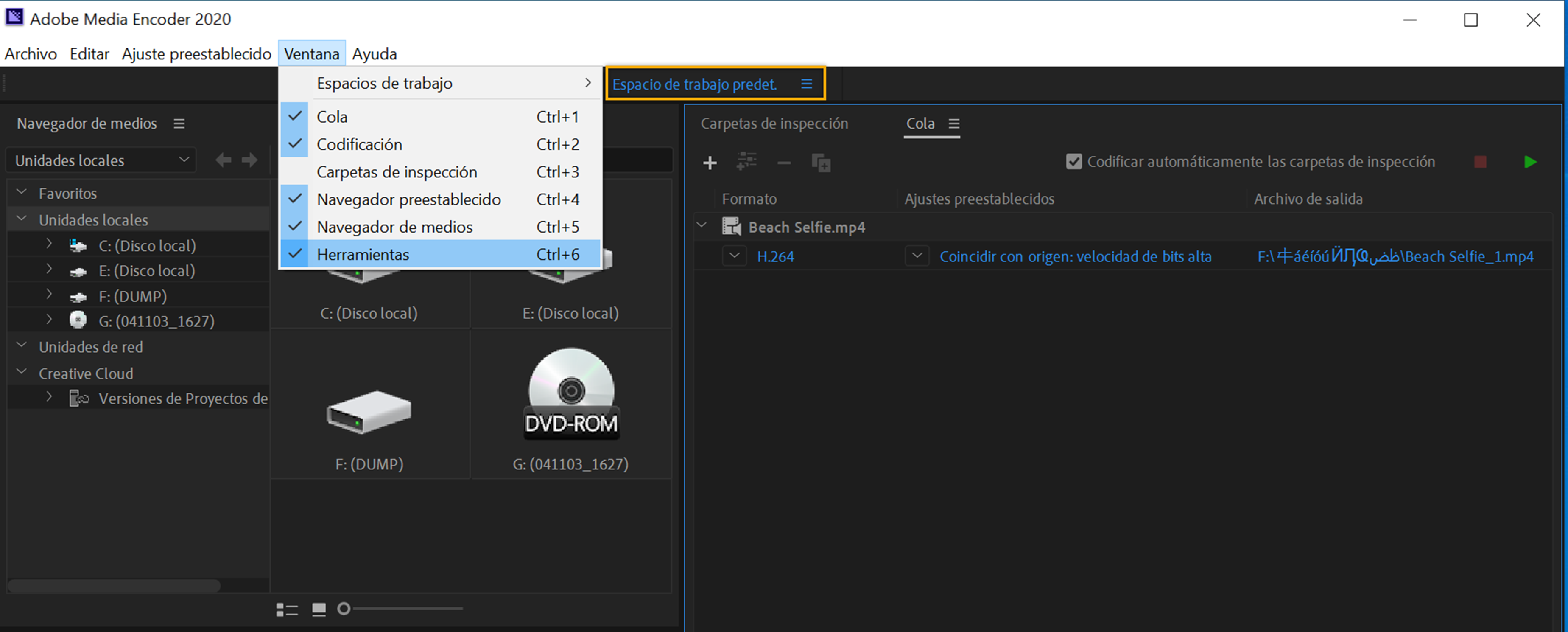 Cambiar entre varios espacios de trabajo con la nueva barra de herramientas