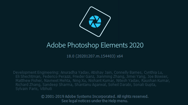 Versión del producto de Photoshop Elements 2020