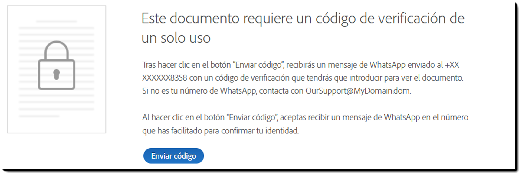 Solicitud de autenticación de correo electrónico de WhatsApp
