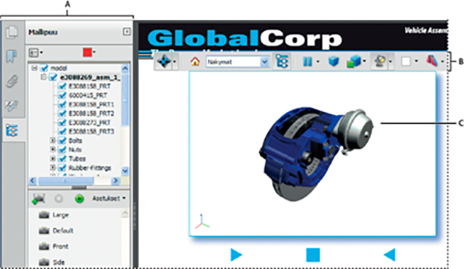 Valittu kolmiulotteinen objekti