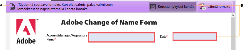 Vuorovaikutteinen lomake Acrobatissa