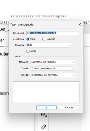 Tasojen ominaisuuksien määrittäminen Acrobat-tietokonesovelluksessa