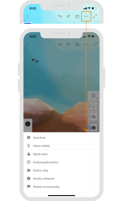 Frescon iPhone-version asetukset