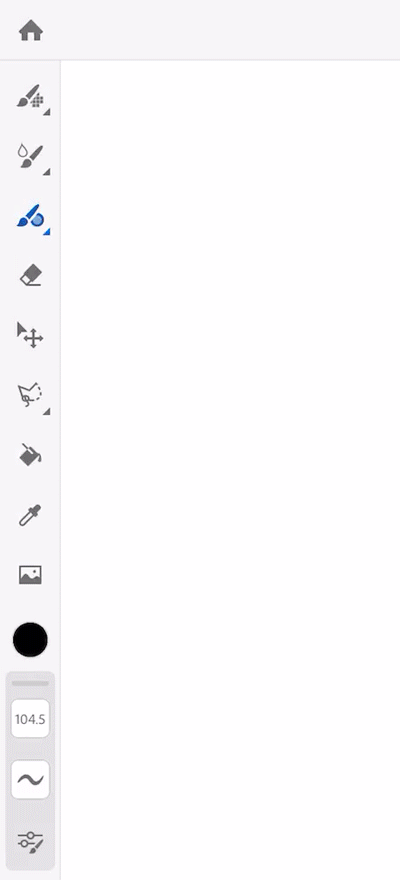 Kun muutat vektorisiveltimen asetuksia, näet, miten sivellinveto muuttuu.