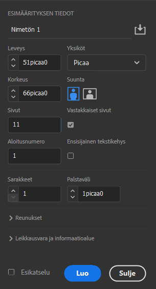 Esimäärityksen tiedot