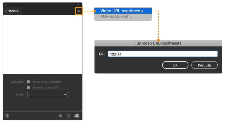 Tuo video URL-osoitteesta ‑valintaikkuna