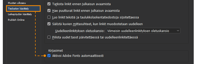 puuttuvien kirjasimien automaattinen aktivointi