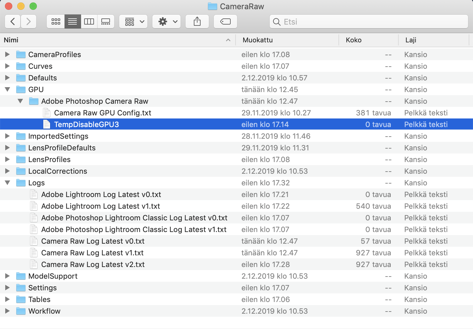 Esimerkki TempDisableGPU3-tiedostosta