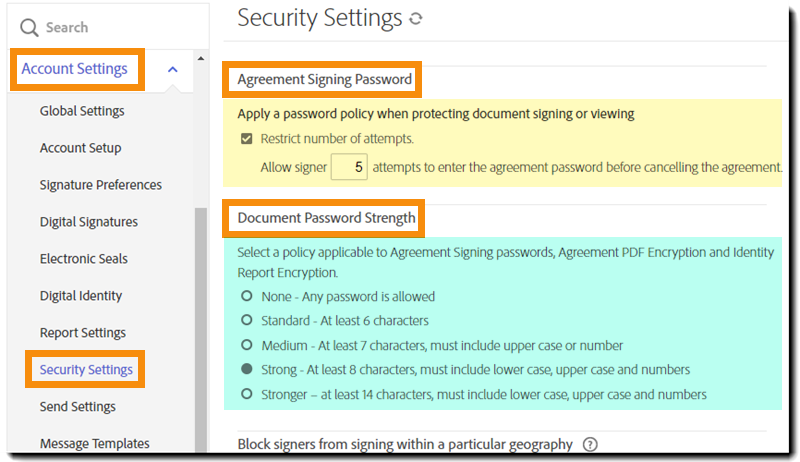 Salasanasuojauksen asetukset
