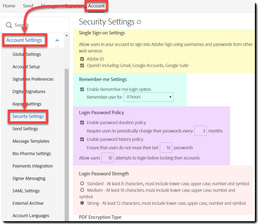 Siirry Suojausasetukset-kohtaan