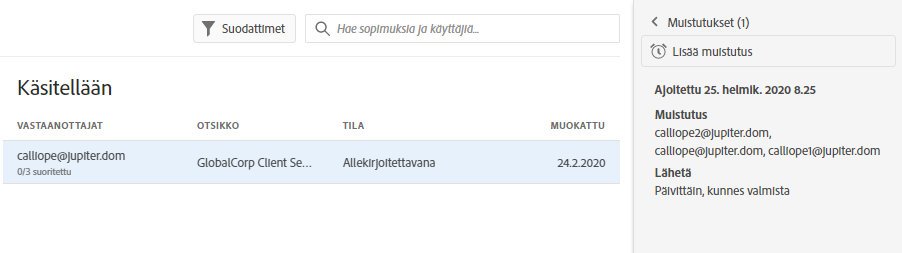 Olemassa oleva muistutus