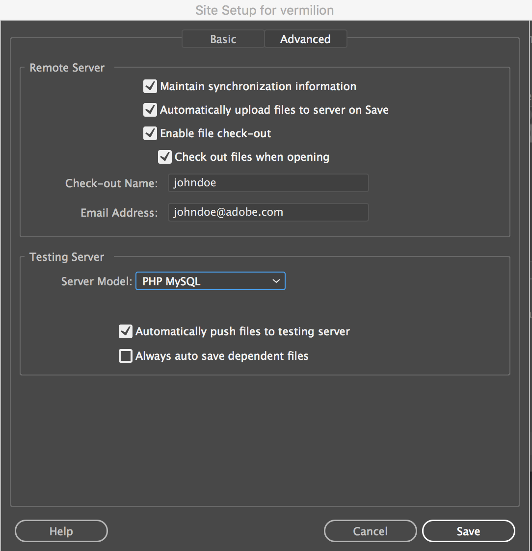 Définition des options avancées de connexion de serveur