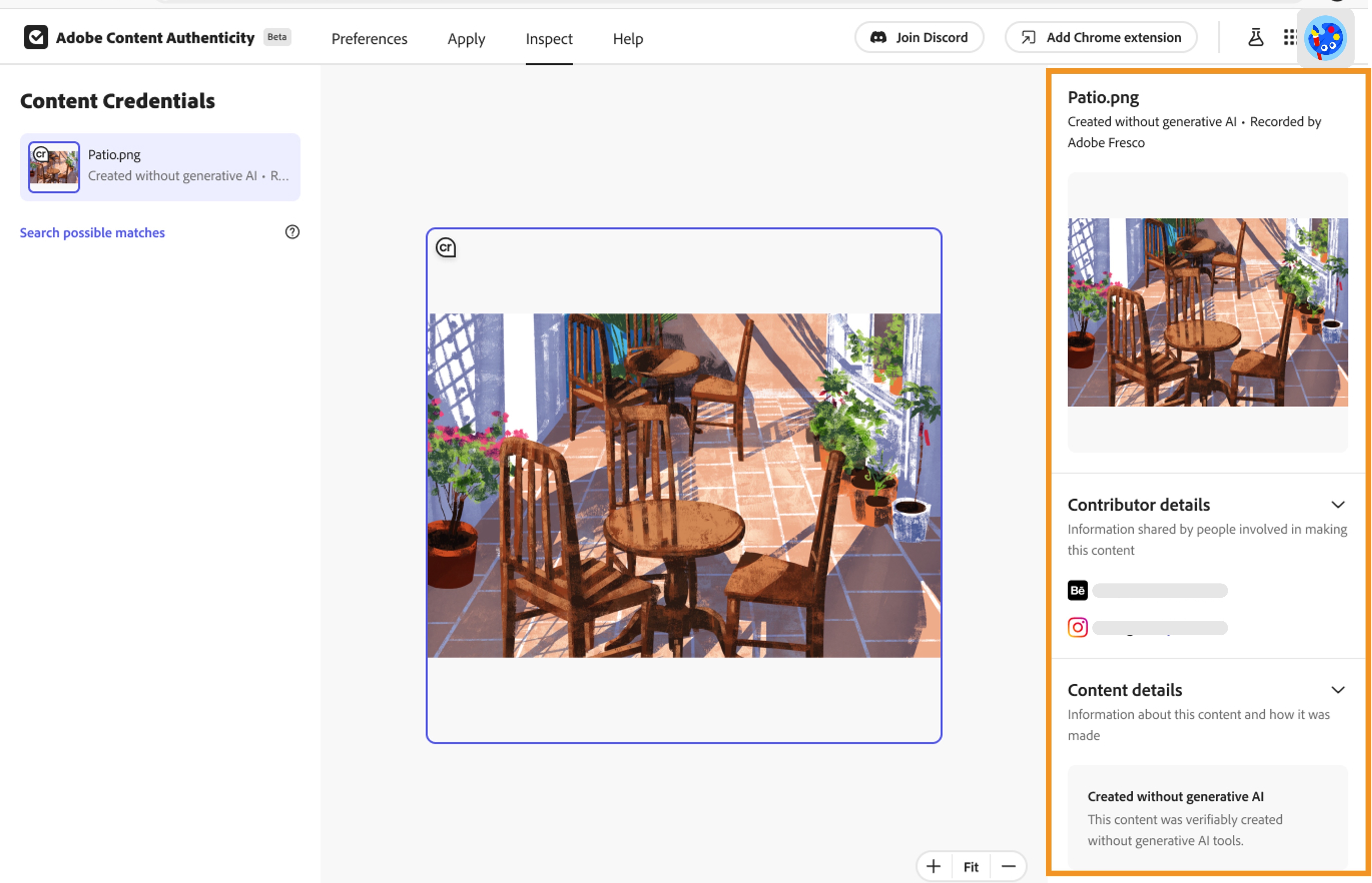 Site Adobe Content Authenticity Inspect