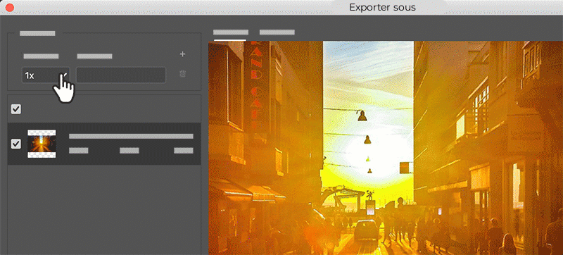 Version animée de la boîte de dialogue Exporter sous. 