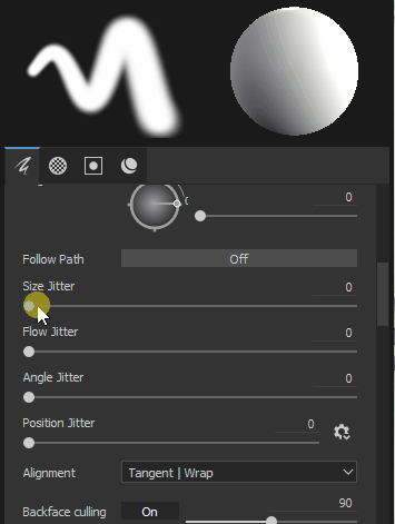 Brush settings