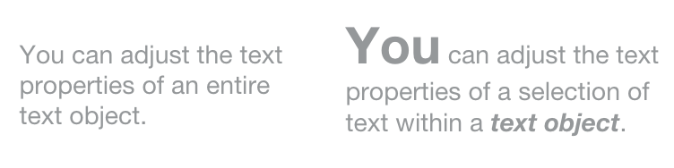 Formattazione di tutto l’oggetto di testo o delle singole sezioni di testo