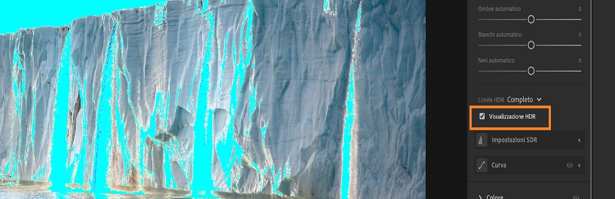 impostazioni di Visualizza HDR in Lightroom desktop