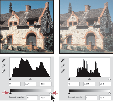 Regolare le ombre e le luci con i cursori Livelli in output in Photoshop
