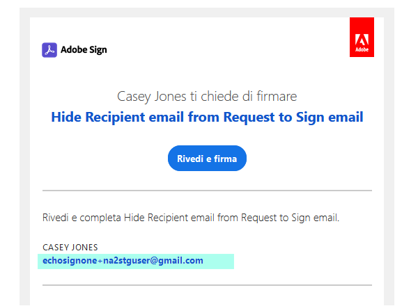 Nascondere indirizzi e-mail degli altri destinatari nel messaggio e-mail “Richiesta di firma”