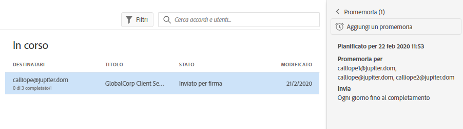 Promemoria esistente