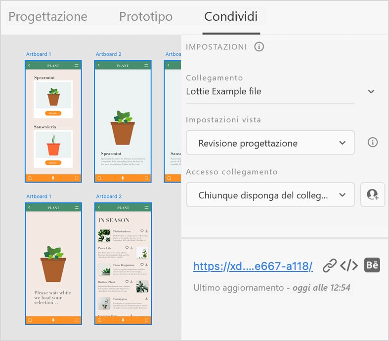 Fai clic sull'icona Behance accanto al collegamento pubblicato