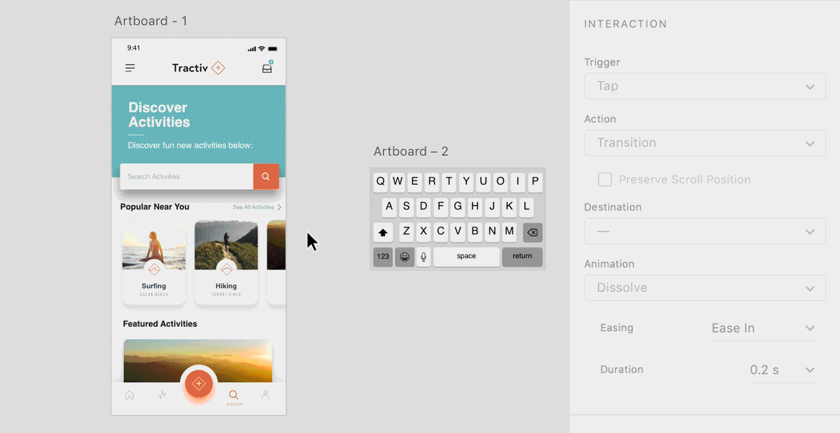 ソースアートボード上にキーボードをオーバーレイとして追加
