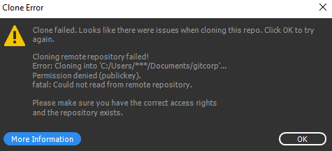 SSH URL で Git リポジトリのクローン作成中にエラー