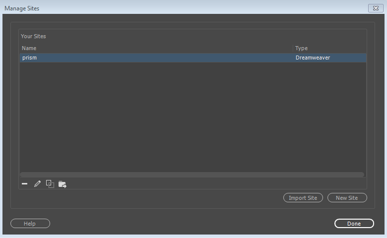 サイト設定ダイアログボックス