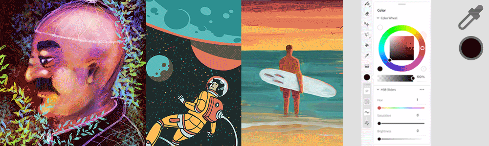 カラーチップアイコンを使用してカラーパネルを開き、必要なカラーを取得します。