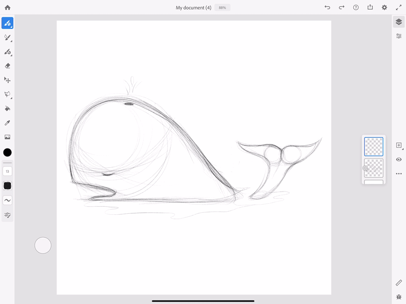 ベクターブラシで輪郭を描く