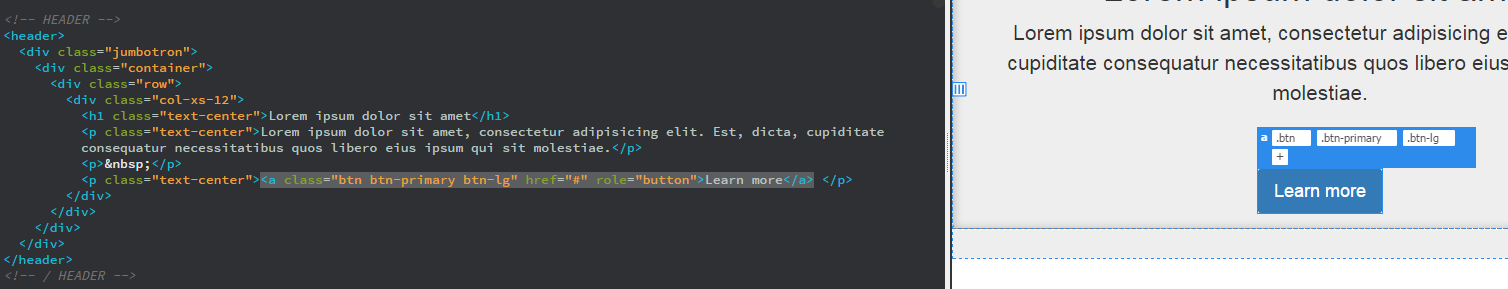 코드 보기에서 해당 태그의 전체 내용을 선택하려면 라이브 뷰에서 태그 이름 클릭