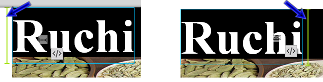 마우스로 가리킨 요소의 오른쪽과 왼쪽에 있는 라이브 가이드