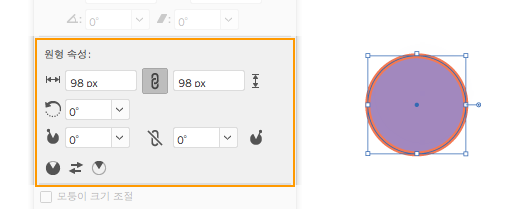 실시간 모양 속성 | 원형